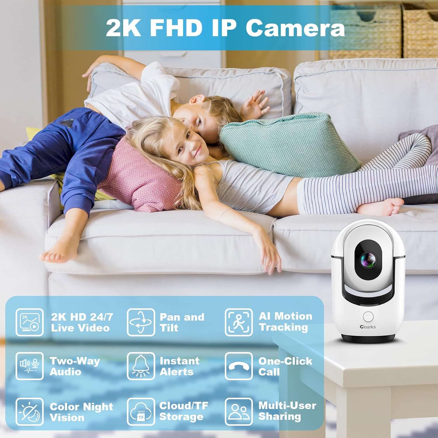 Communicates the comprehensive feature set of the IP camera to demonstrate its versatility and value as a home monitoring solution, reassuring shoppers of its…