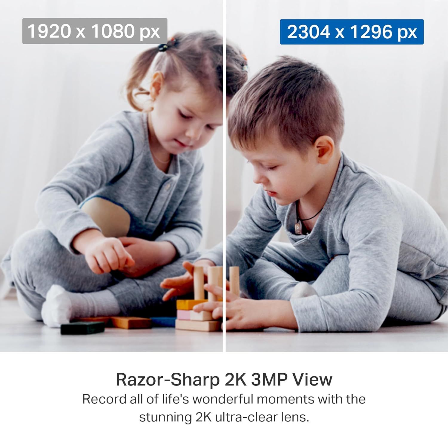 Communicates the camera's high-resolution capability (2K 3MP) to reassure shoppers they can capture clear, detailed footage of important moments. Highlights…