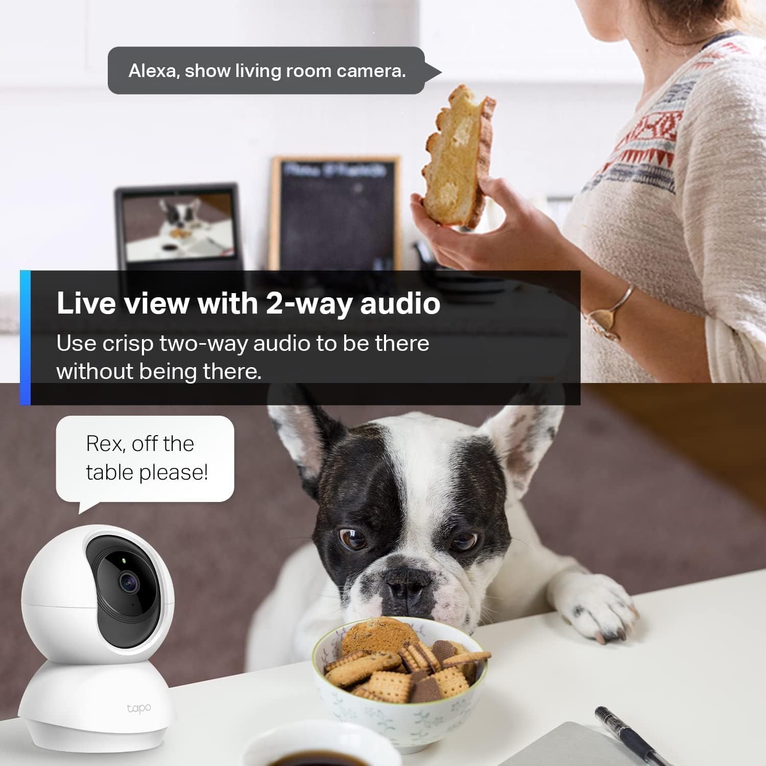 Demonstrates how to use the camera's voice control and two-way audio features to monitor and interact with pets remotely, showing practical application scenarios. Shows multiple use cases for the…