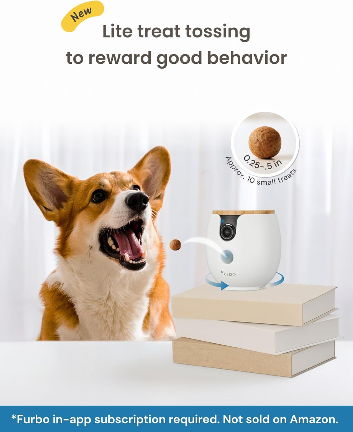 Communicates the product's ability to dispense small treats to reward pet behavior, emphasizing the lite/small size feature for training purposes.