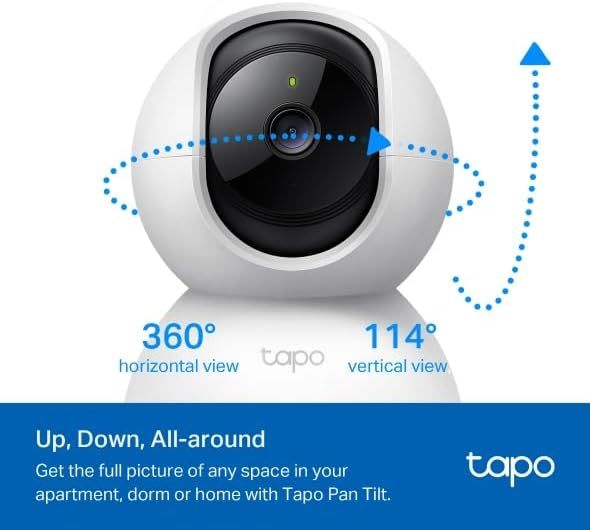 Communicates the camera's pan and tilt range with specific degree measurements to reassure shoppers they can monitor any space comprehensively. Highlights the…