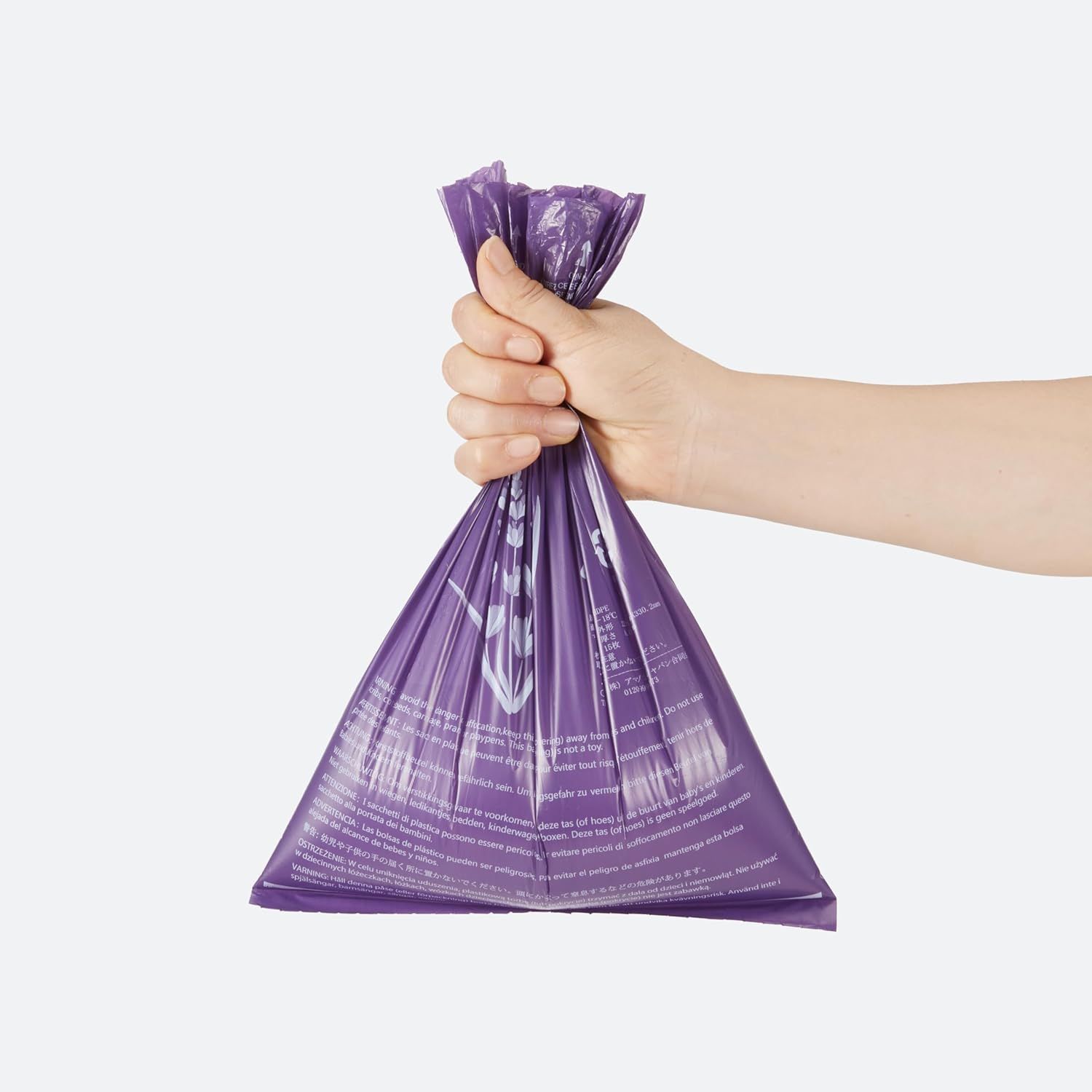Shows the product being held in a real-world context to help shoppers visualize the bag's size, appearance, and how it looks when in use.