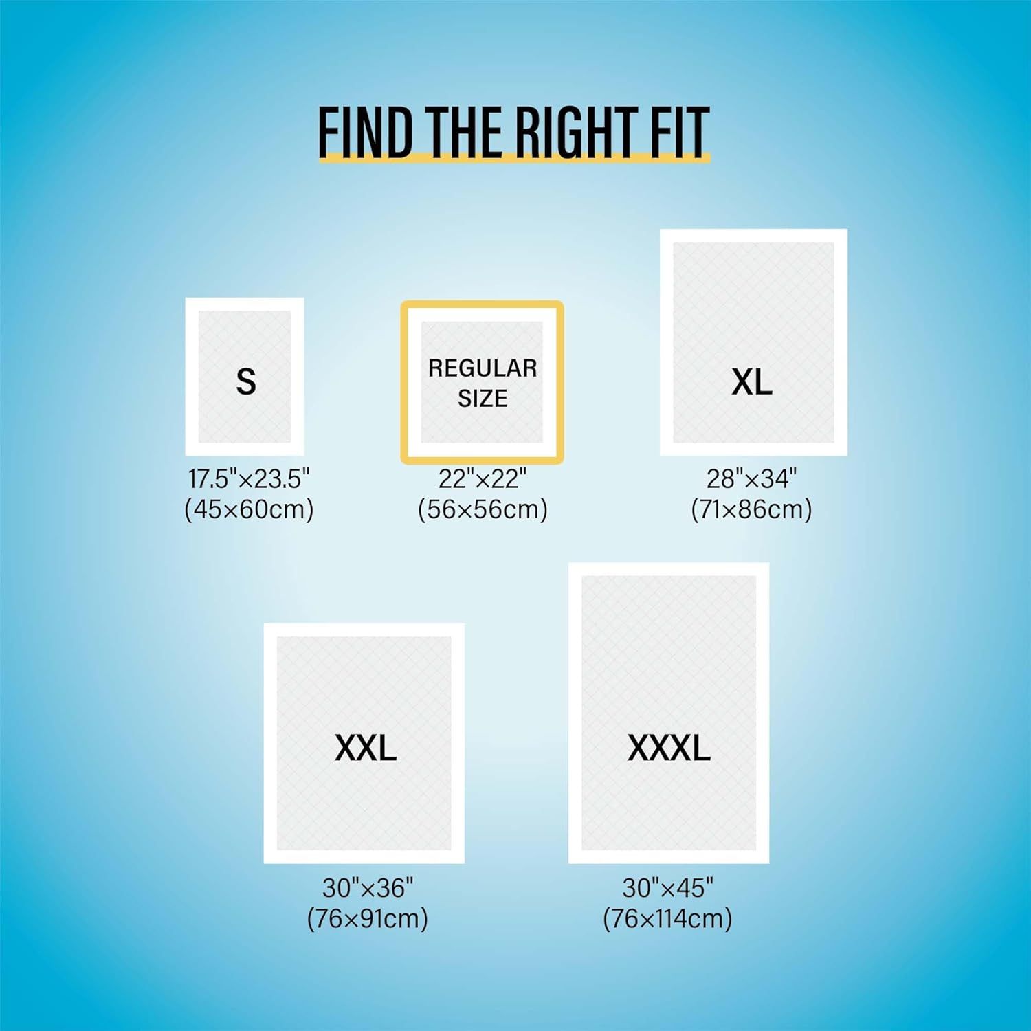 Helps shoppers choose the right product size by showing all available size options with exact dimensions in both inches and centimeters, with the Regular Size…