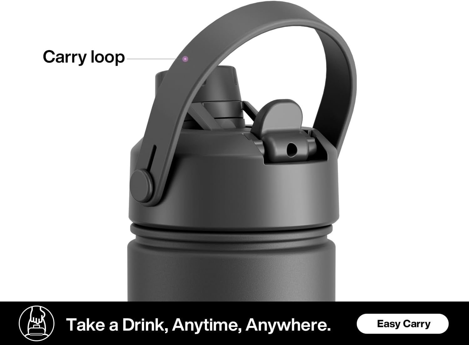 Highlights the carry loop feature to show shoppers the product is designed for easy portability and on-the-go convenience. Communicates the product's…