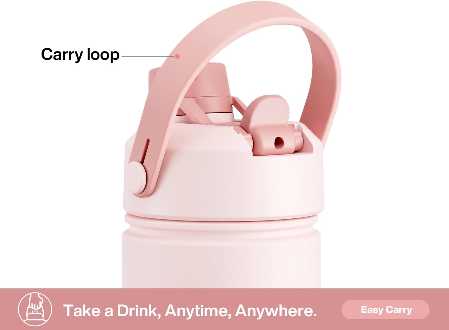 Highlights the carry loop feature to show shoppers the product is portable and easy to transport. Communicates the portability benefit with the tagline Take a…