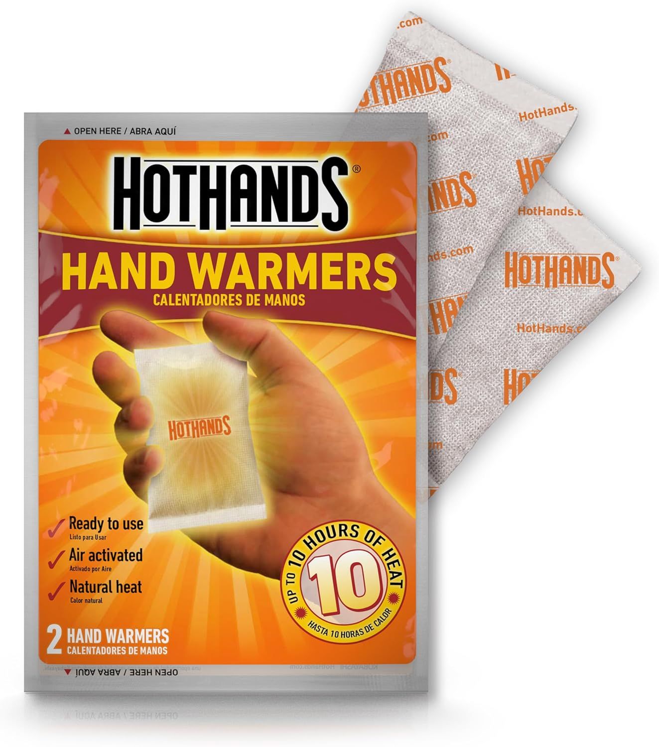 Shows the customer exactly what they will receive in the package: the outer packaging and the individual hand warmer packets inside, helping them understand…