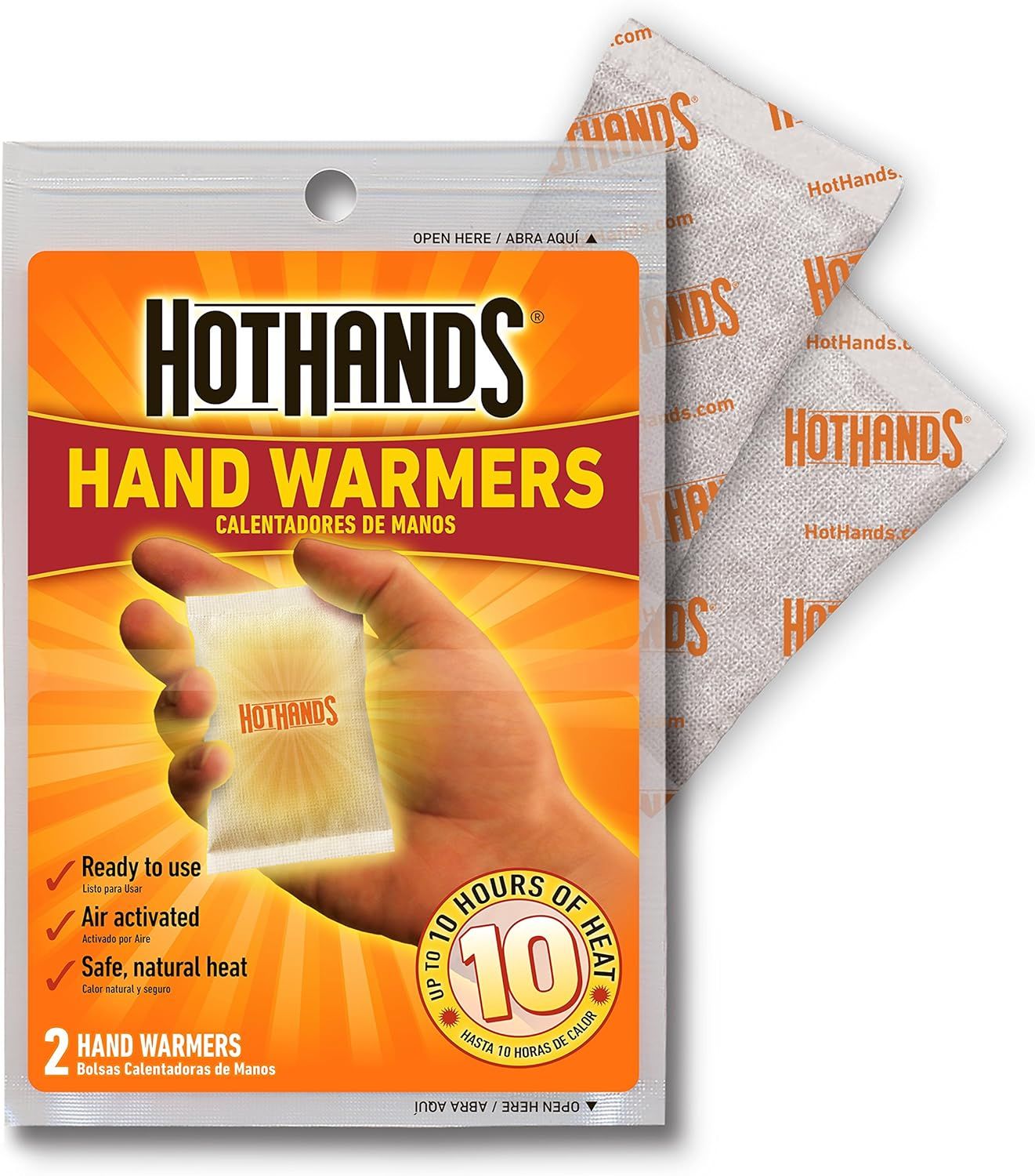 Communicates multiple key benefits of the hand warmers including ease of use, activation method, safety, and long-lasting heat duration to help shoppers…