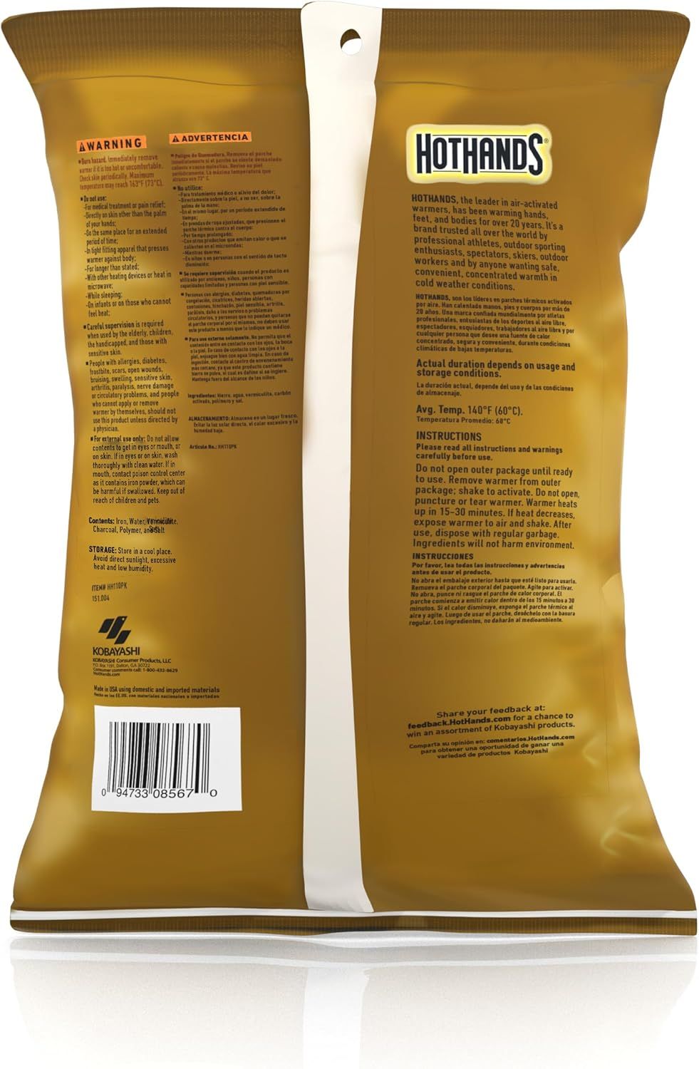 Communicates the HotHands brand story, heritage (20+ years as leader in air-activated warmers), and establishes trust by highlighting the brand's history and…