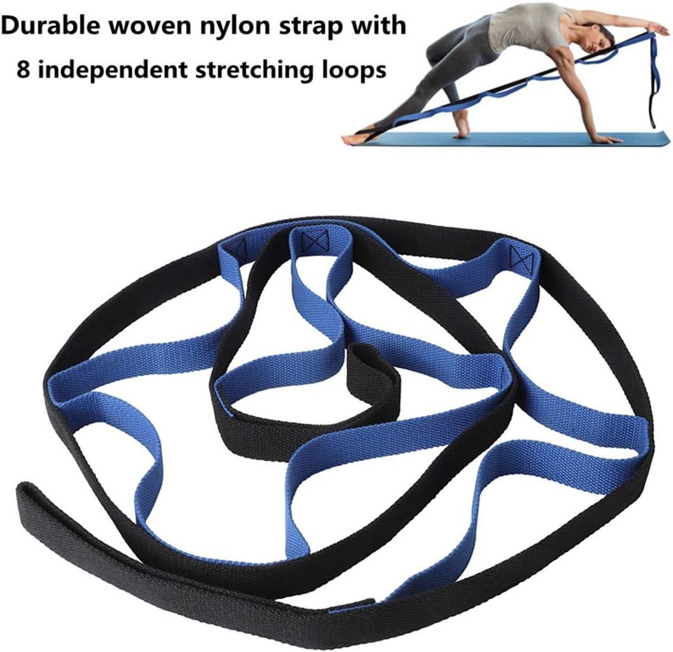 Highlights the physical construction of the yoga strap, emphasizing the durable nylon material and the 8 independent loops to reassure shoppers of quality and…