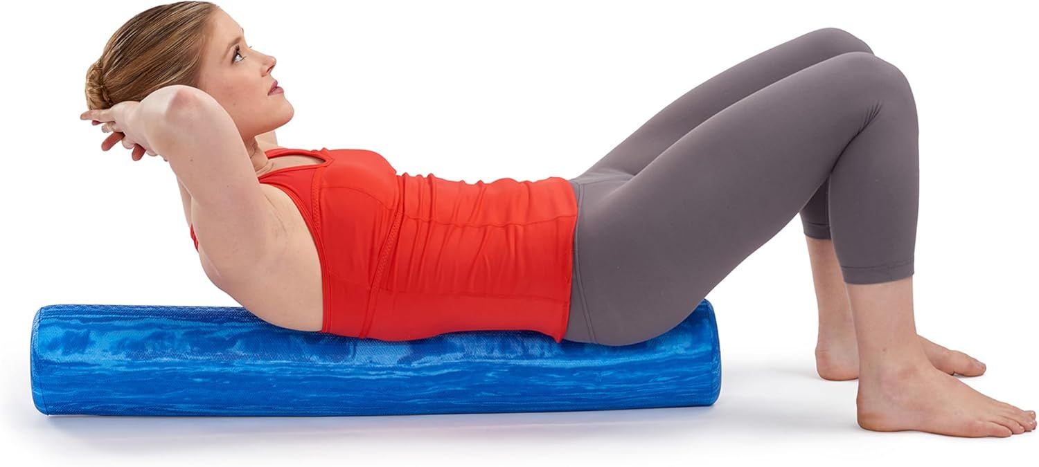 Demonstrates how to properly use the foam roller for back exercises, showing correct body positioning and technique to help shoppers understand the product's…