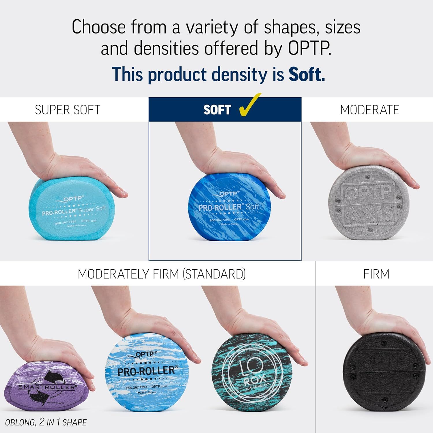 Helps shoppers choose the right density option from the OPTP product line by visually demonstrating the different firmness levels available, with the current…