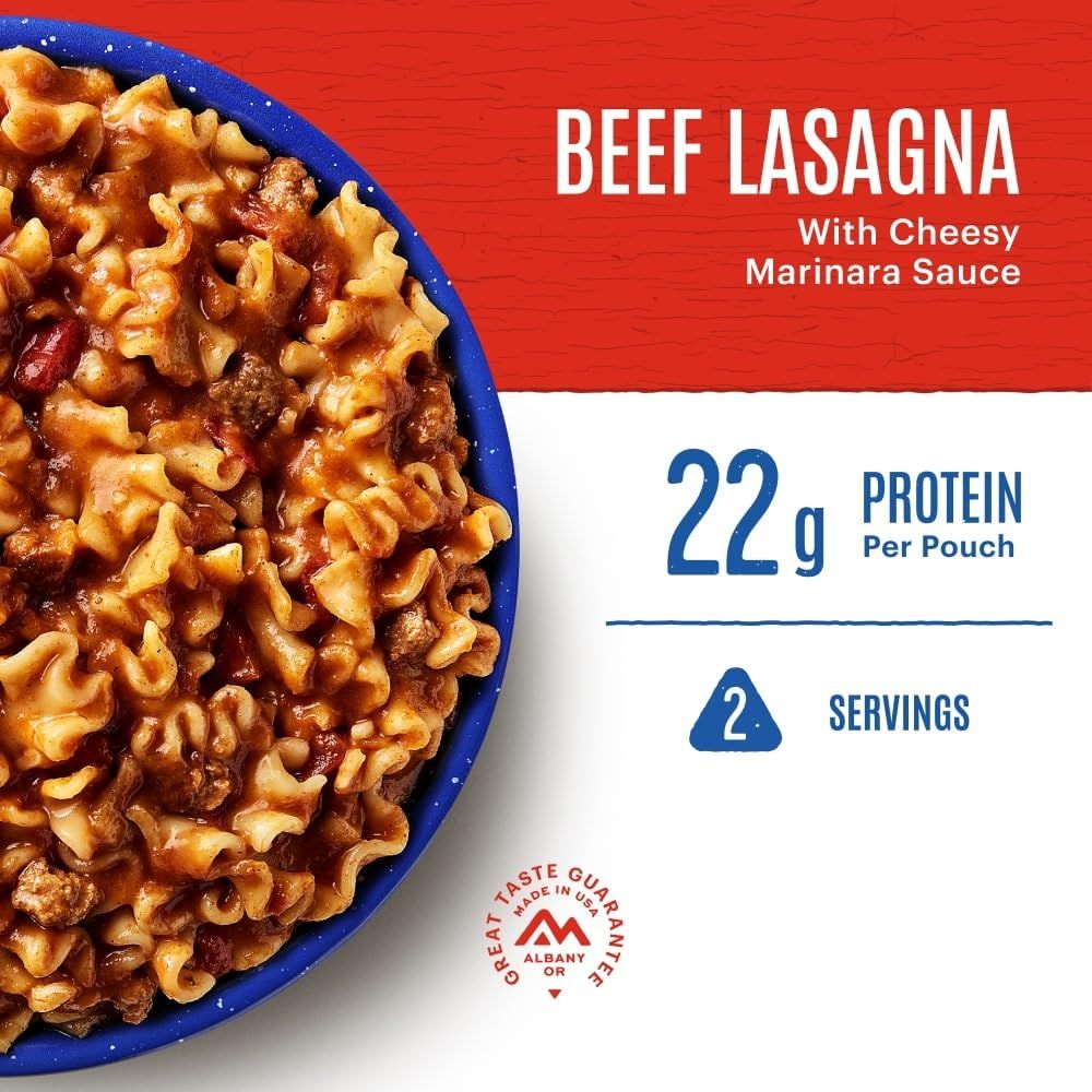 Communicates multiple key product benefits in a segmented layout: high protein content (22g), serving size (2 servings), and quality assurance (Great Taste…