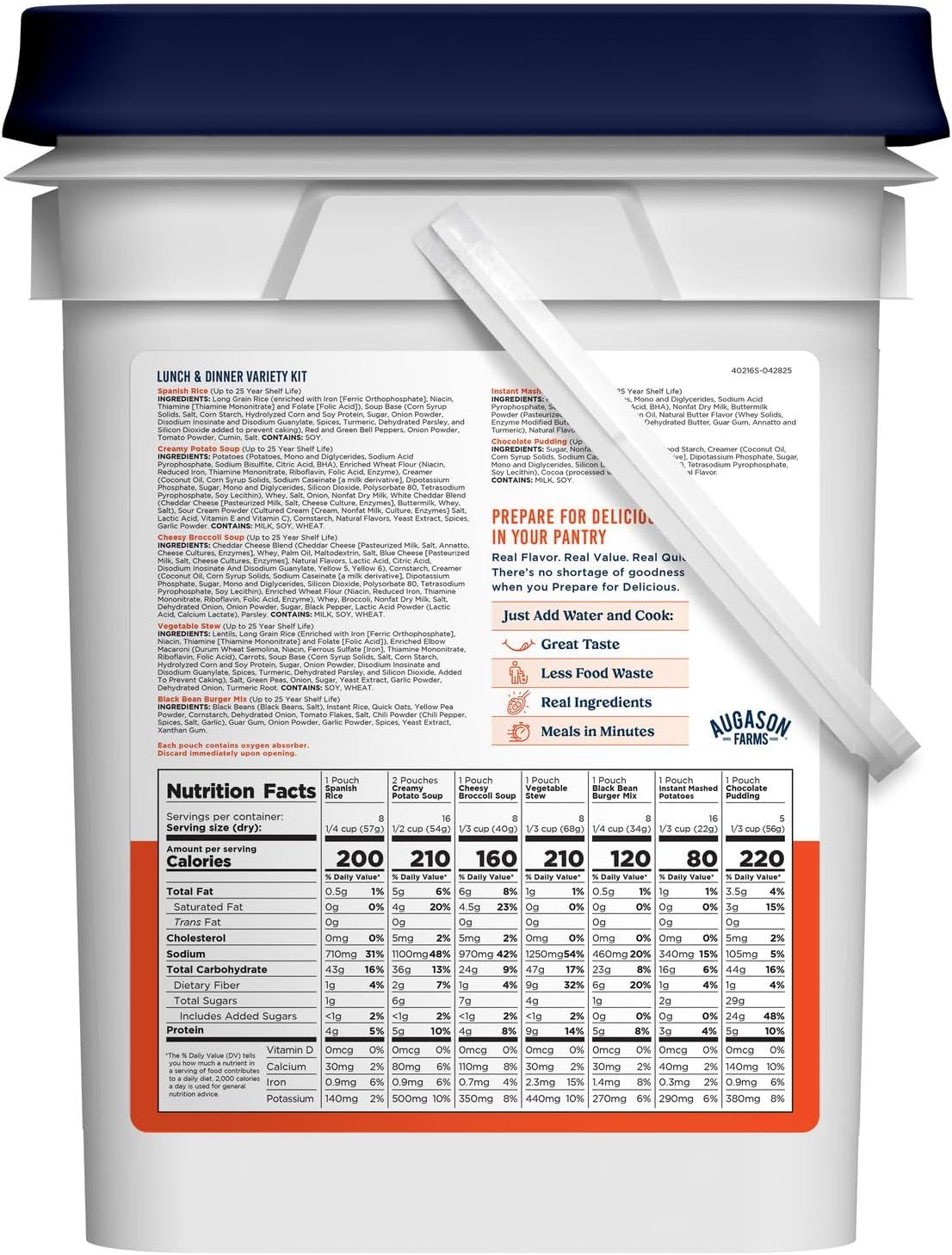 Shows the customer all the meal varieties included in the kit, with detailed nutritional information to help them understand the complete value and options…