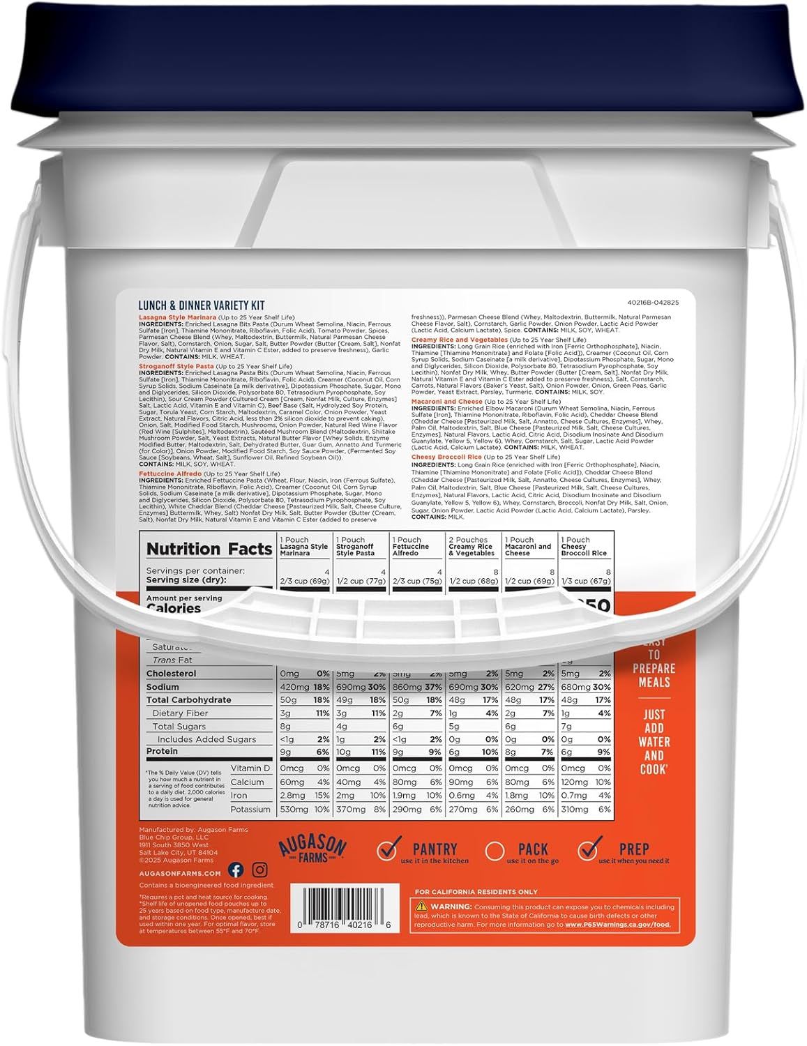 Shows the customer exactly what meal varieties are included in the variety kit, helping them understand the assortment and value of the bundle.