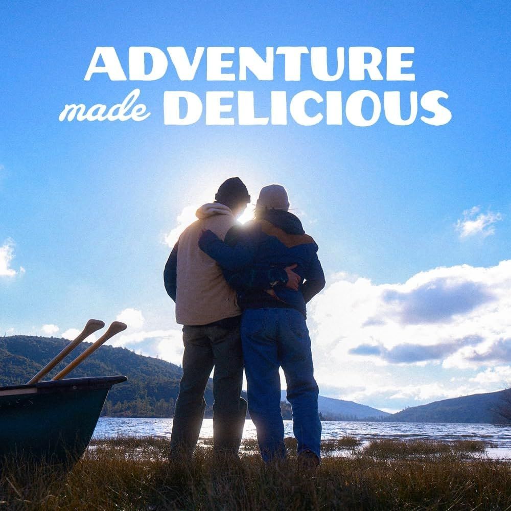 Communicates the brand's core message and emotional positioning with the tagline 'Adventure made Delicious,' establishing brand identity and values around…