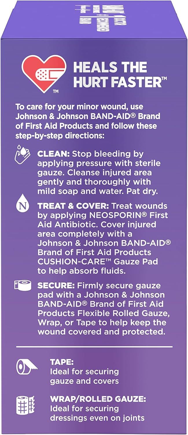 Provides clear step-by-step instructions on how to properly clean, treat, and secure minor wounds using the brand's first aid products, reassuring shoppers…