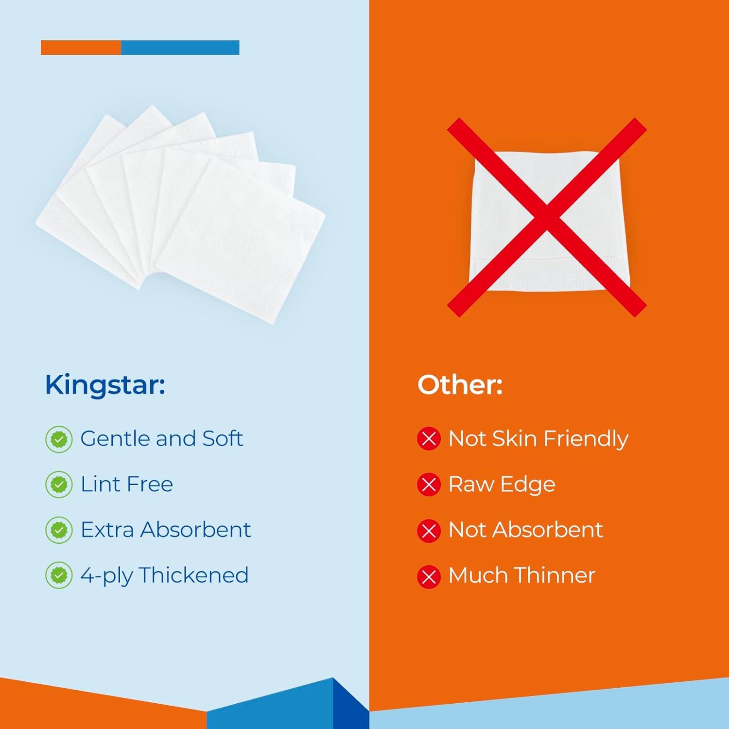 Demonstrates the superiority of Kingstar brand over generic competitors by highlighting multiple product advantages including softness, lint-free quality, absorbency, and thickness.