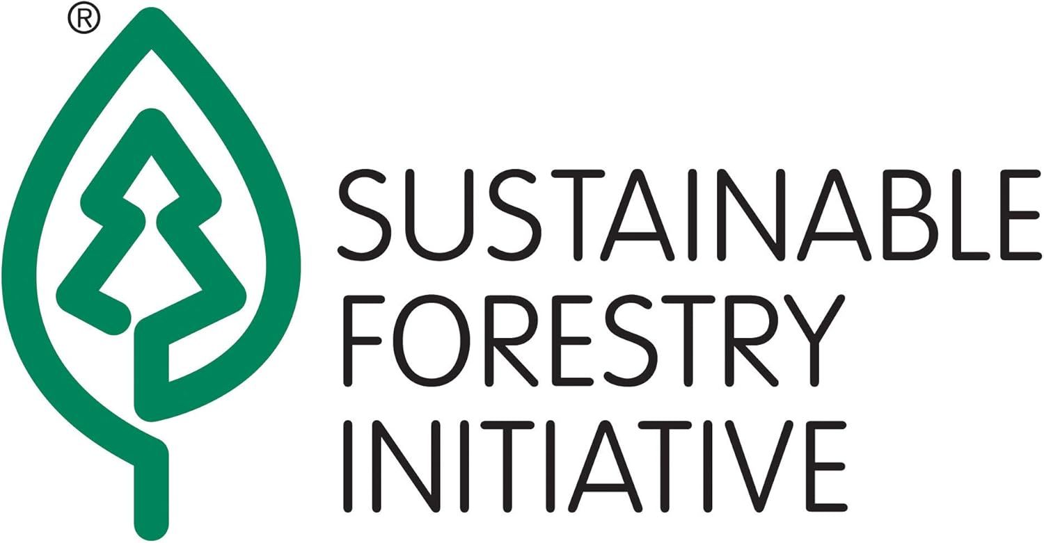 Communicates that the product is made from sustainably sourced materials certified by the Sustainable Forestry Initiative, reassuring environmentally conscious shoppers.
