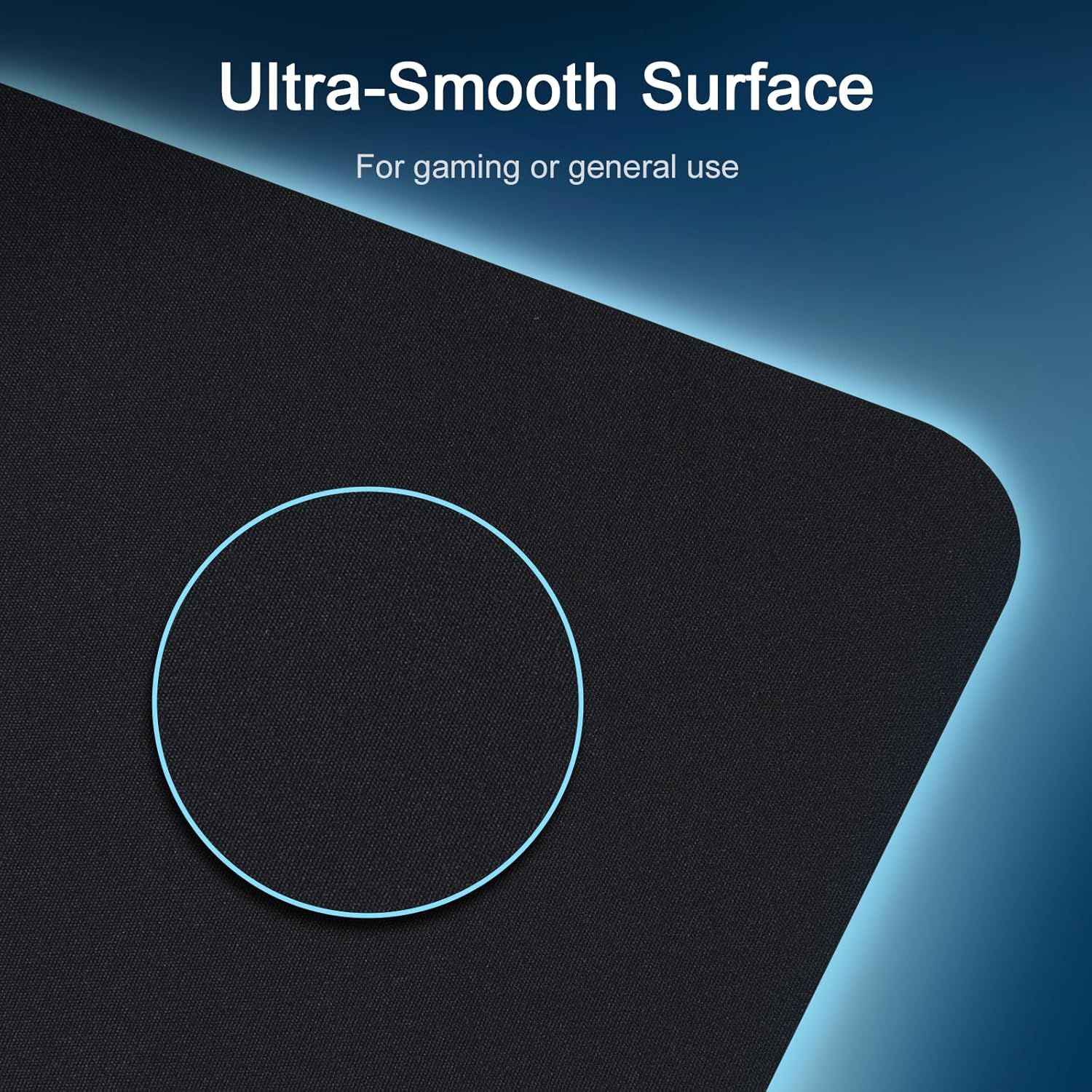 Highlights the smooth surface texture of the mouse pad to communicate precision and comfort for gaming or general use.
