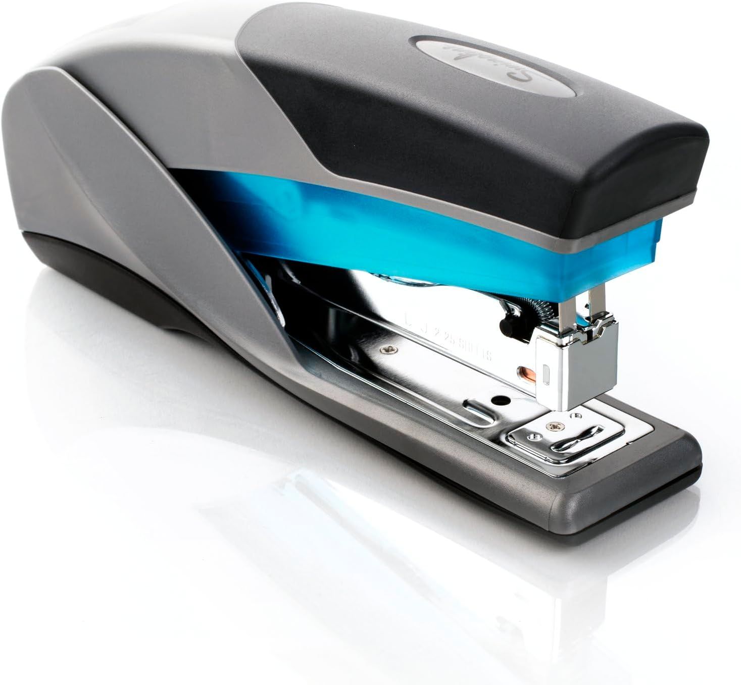 Provides a clear, distraction-free view of the stapler's design, color scheme, and build quality on a white background for catalog presentation.