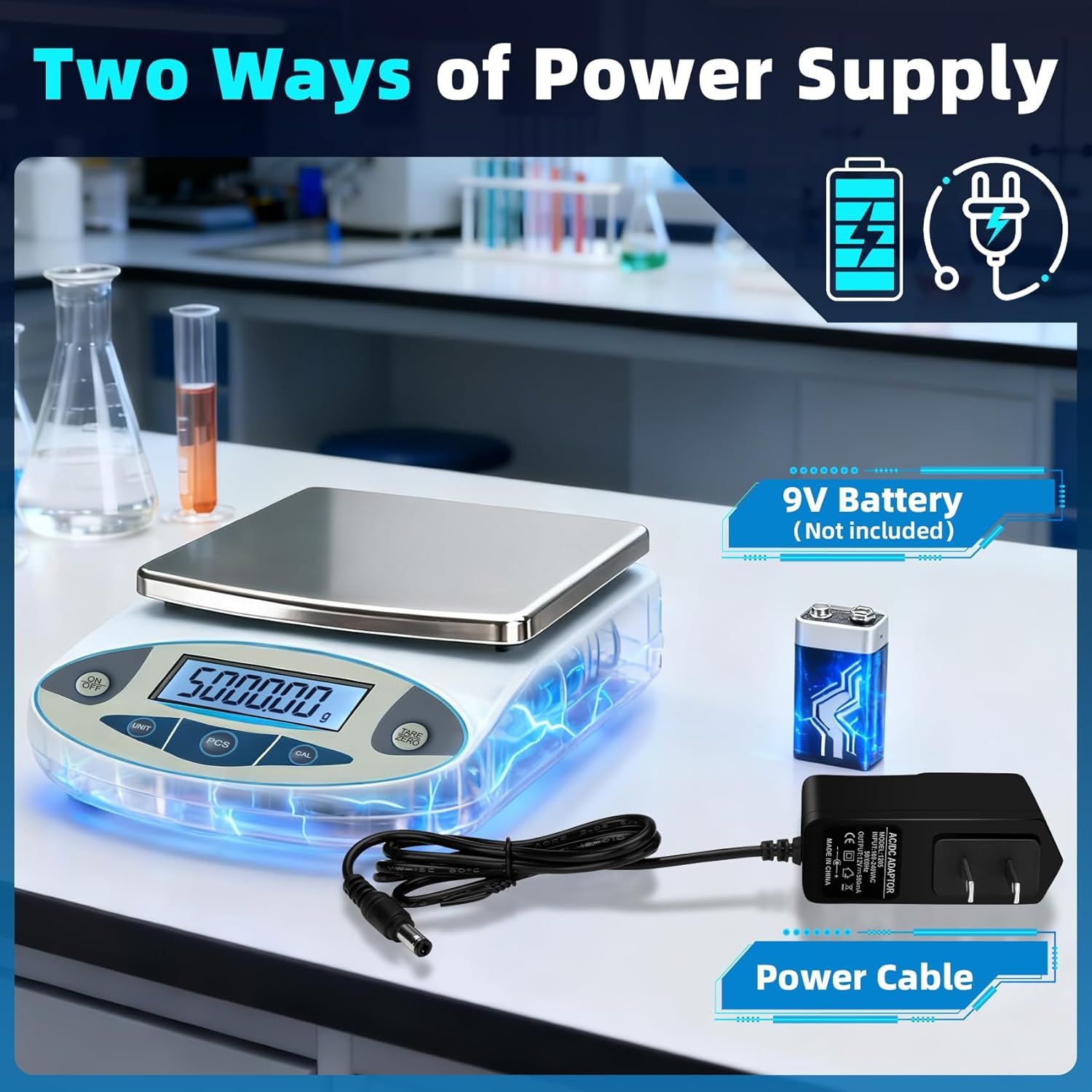 Communicates that the product offers flexible power supply options (battery or plug-in) to reassure shoppers of versatility and convenience in different usage scenarios.