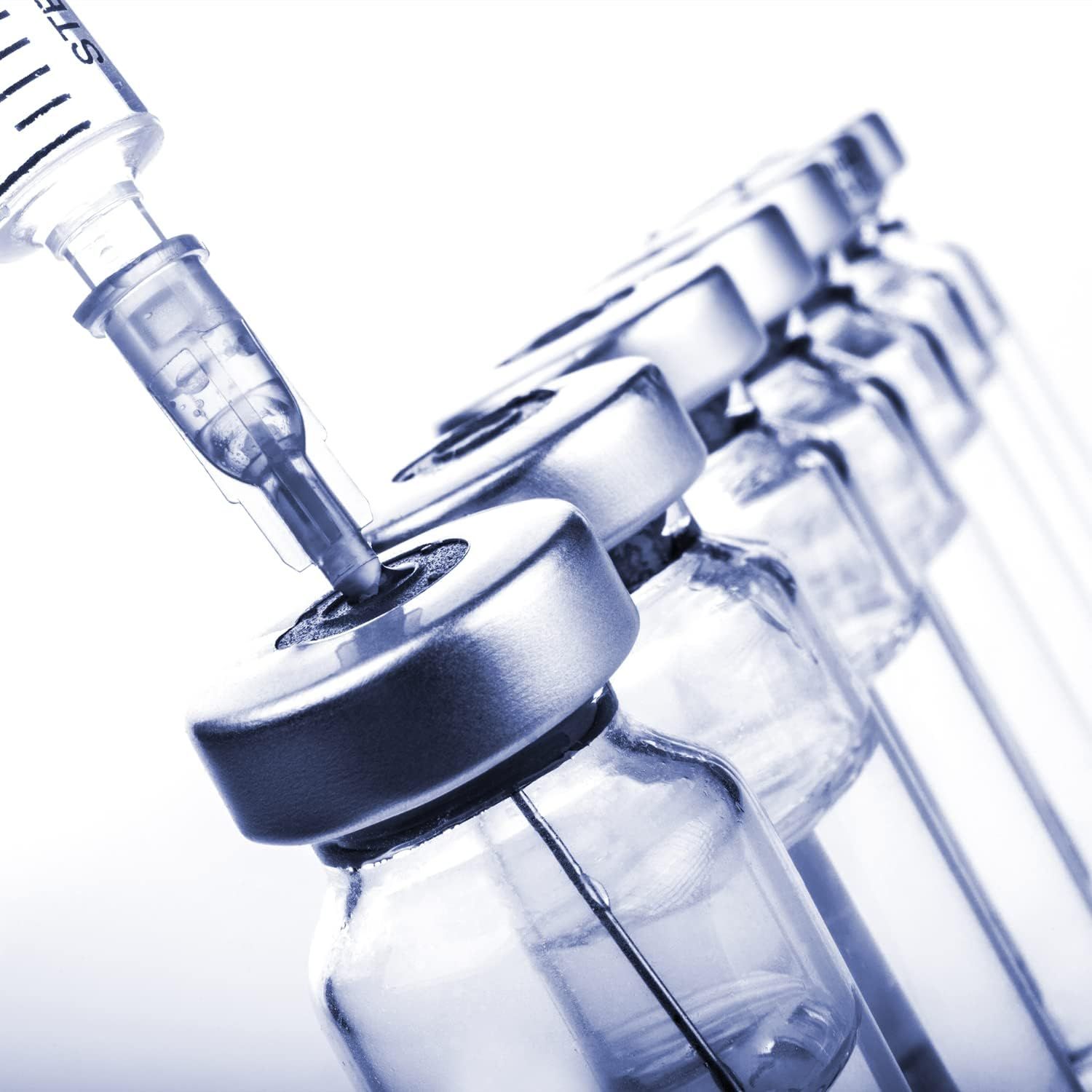 Provides a clean, catalog-style view of the product on a white background to show the physical appearance of the medical vials and syringes without distractions.