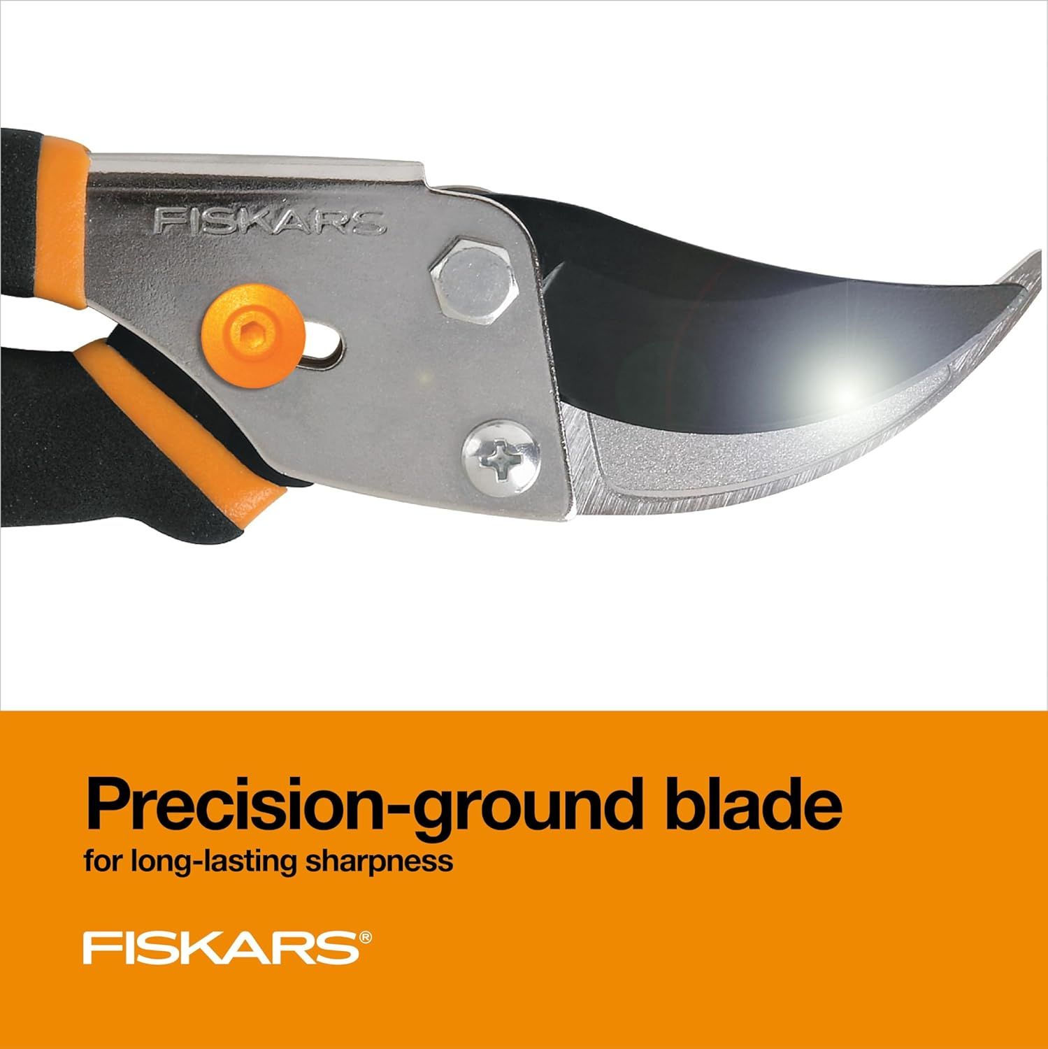 Highlights the precision-ground blade technology to reassure shoppers that the pruning shears will maintain sharpness over extended use.