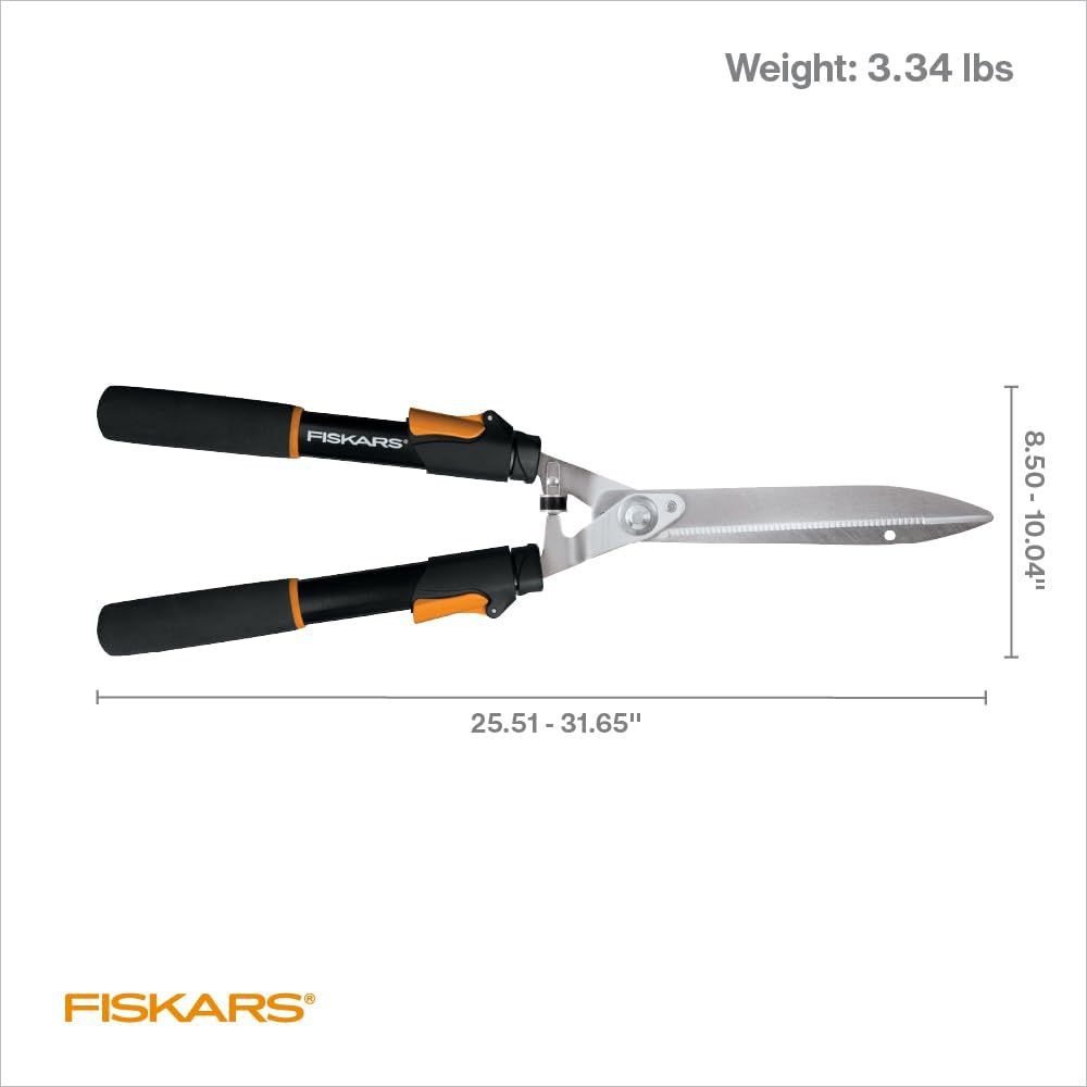 Communicates the exact physical size and weight of the hedge shears to help shoppers understand portability and storage requirements.