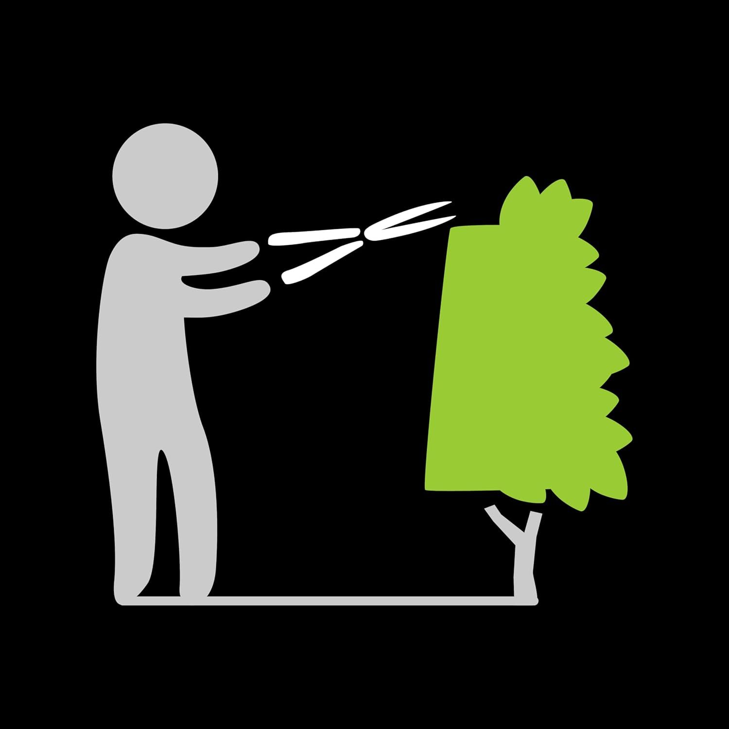 Demonstrates the product's use case for trimming trees and outdoor gardening tasks, showing shoppers where and how the tool can be applied.