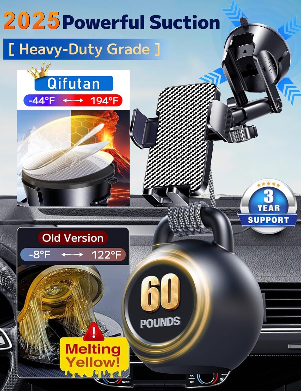 Demonstrates the superiority of the 2025 version over the old version by showing improved temperature resistance (-44°F to 194°F vs -8°F to 122°F) and…