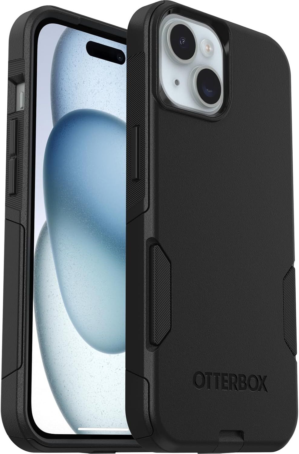 Provides a clean, catalog-style view of the OtterBox phone case on the device, showing both front and back angles to help shoppers visualize the product's appearance and fit.