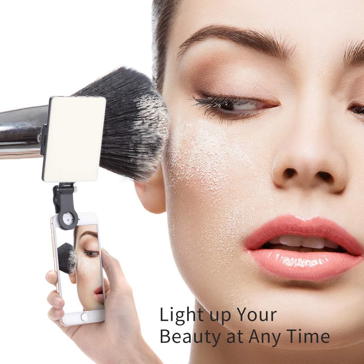 Communicates that the product provides convenient, portable lighting for makeup application anytime and anywhere, solving the problem of poor lighting conditions.
