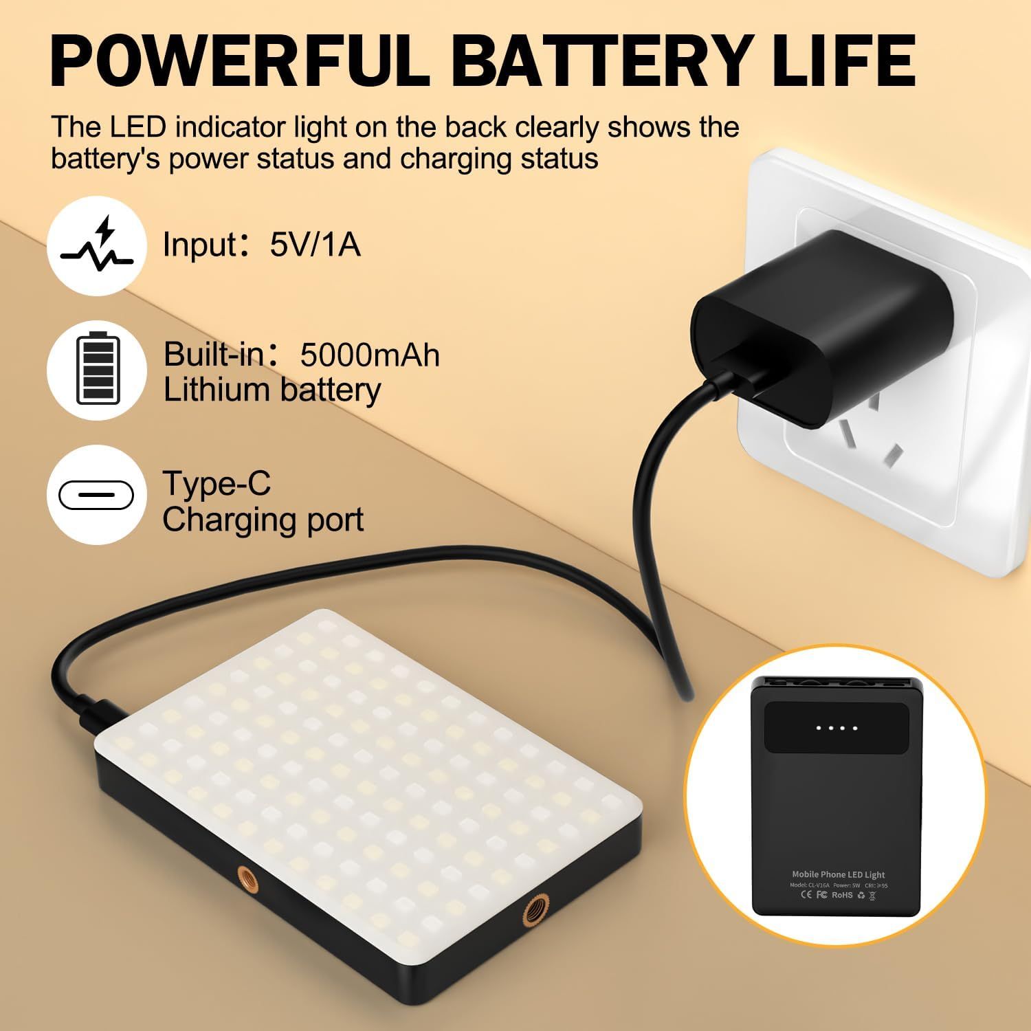 Breaks down the key technical components and features of the LED light's battery system, helping shoppers understand the charging capabilities, battery…