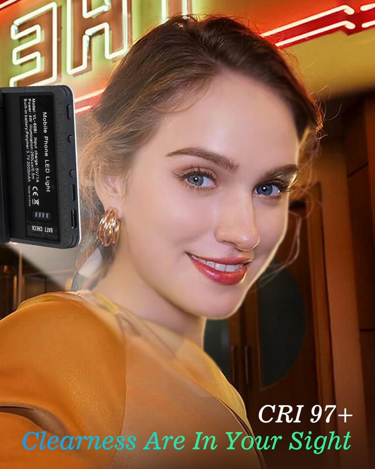 Communicates the high color rendering quality of the LED light product, reassuring shoppers that it provides accurate, natural color representation for photography and video. Demonstrates the…