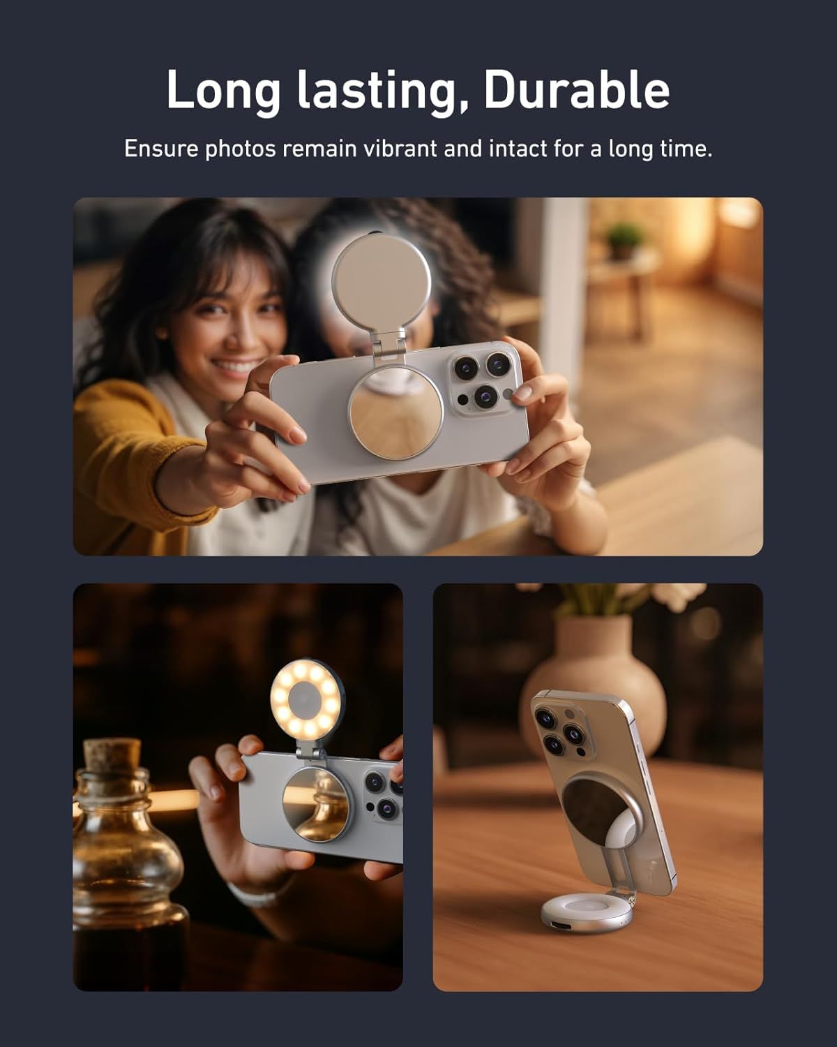 Communicates that the product is durable and will keep photos vibrant and intact over time, reassuring shoppers about the product's longevity and quality.
