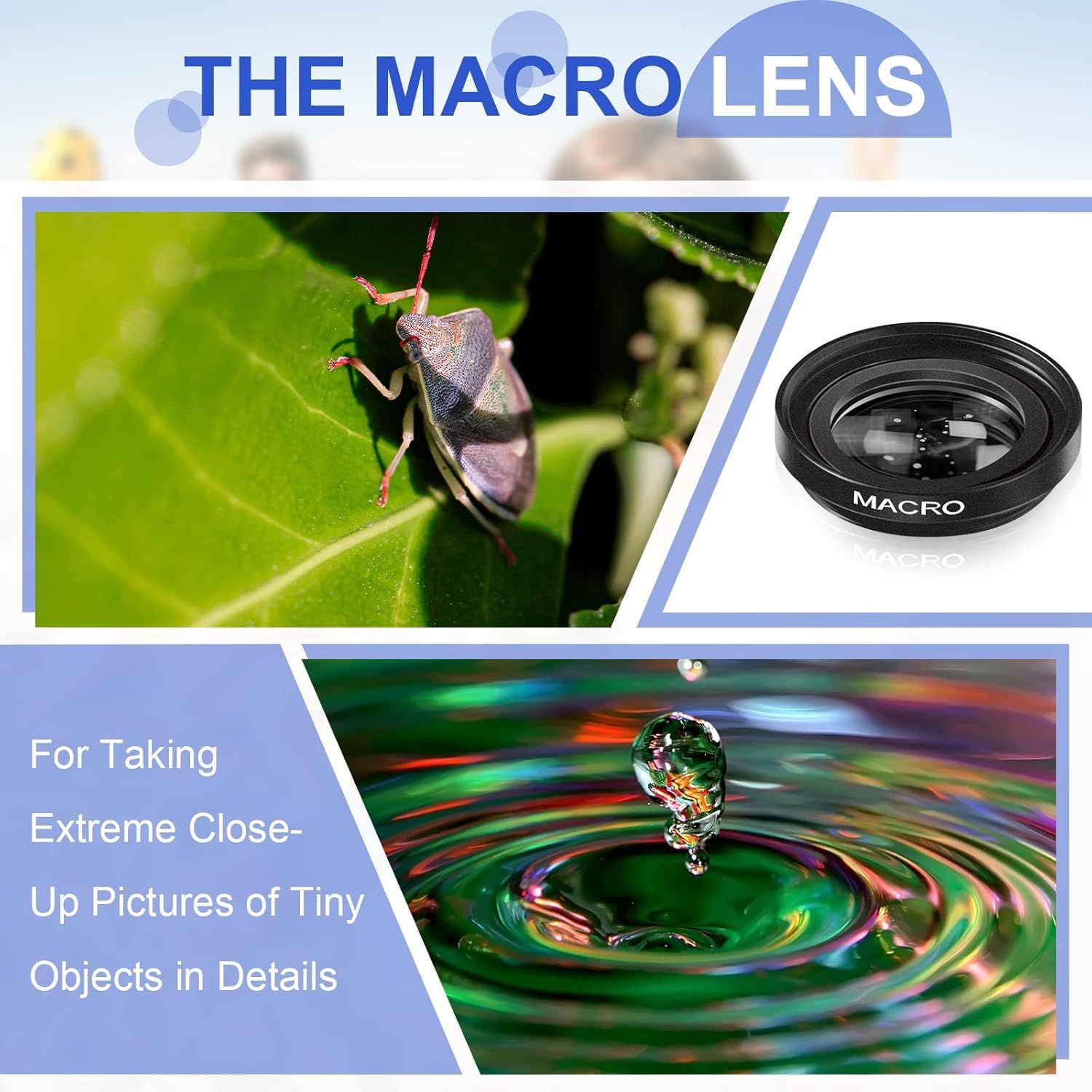Demonstrates the macro lens's ability to capture extreme close-up shots of tiny objects with exceptional detail, appealing to photography enthusiasts and shoppers looking for detailed close-up…
