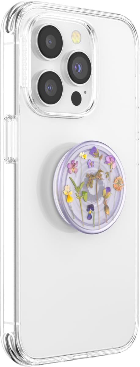 Shows the product clearly on a white background to give shoppers a clean, unobstructed view of the phone case design and included pop socket accessory.