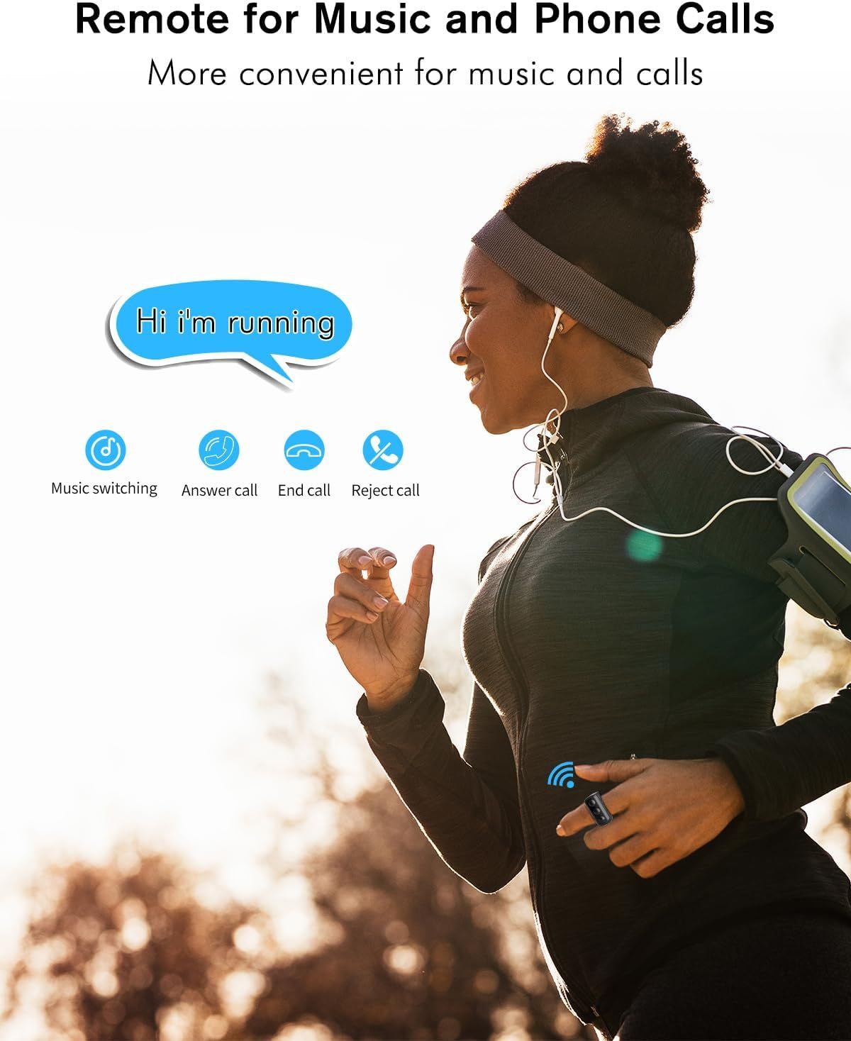Demonstrates multiple distinct benefits of the remote control feature, showing how users can conveniently manage music playback and phone calls while…