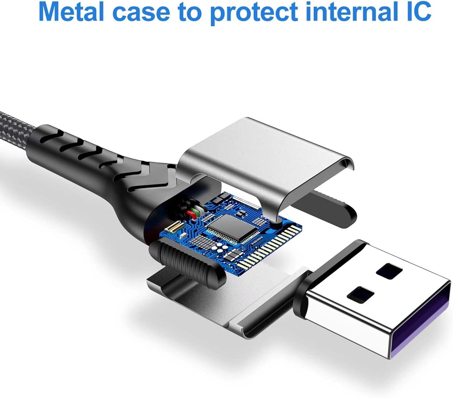 This image shows the internal construction of the USB cable, highlighting the metal case that protects the internal IC chip to reassure shoppers of the…