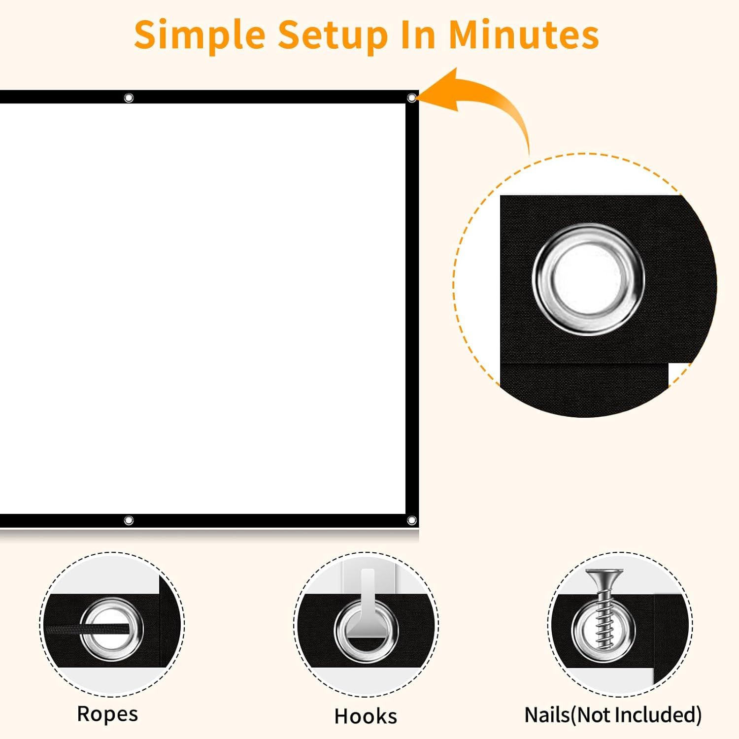 Demonstrates the simple installation process for the product, showing how to attach ropes and hooks through the grommets to reassure shoppers that setup is…