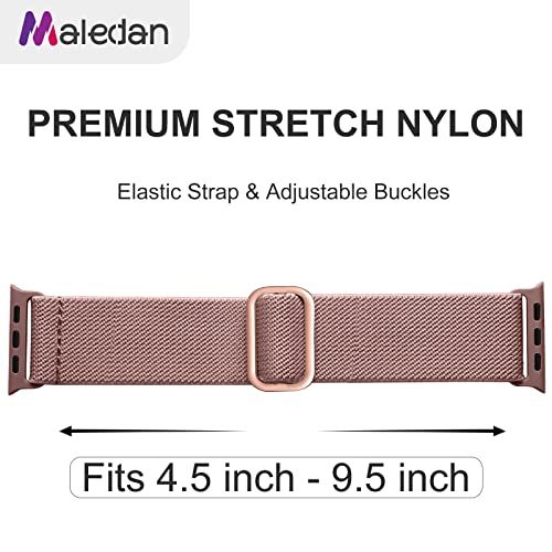Communicates the adjustable fit range of the watch band (4.5 to 9.5 inches) to help shoppers determine if it will fit their wrist size. Highlights the premium material quality and adjustability…
