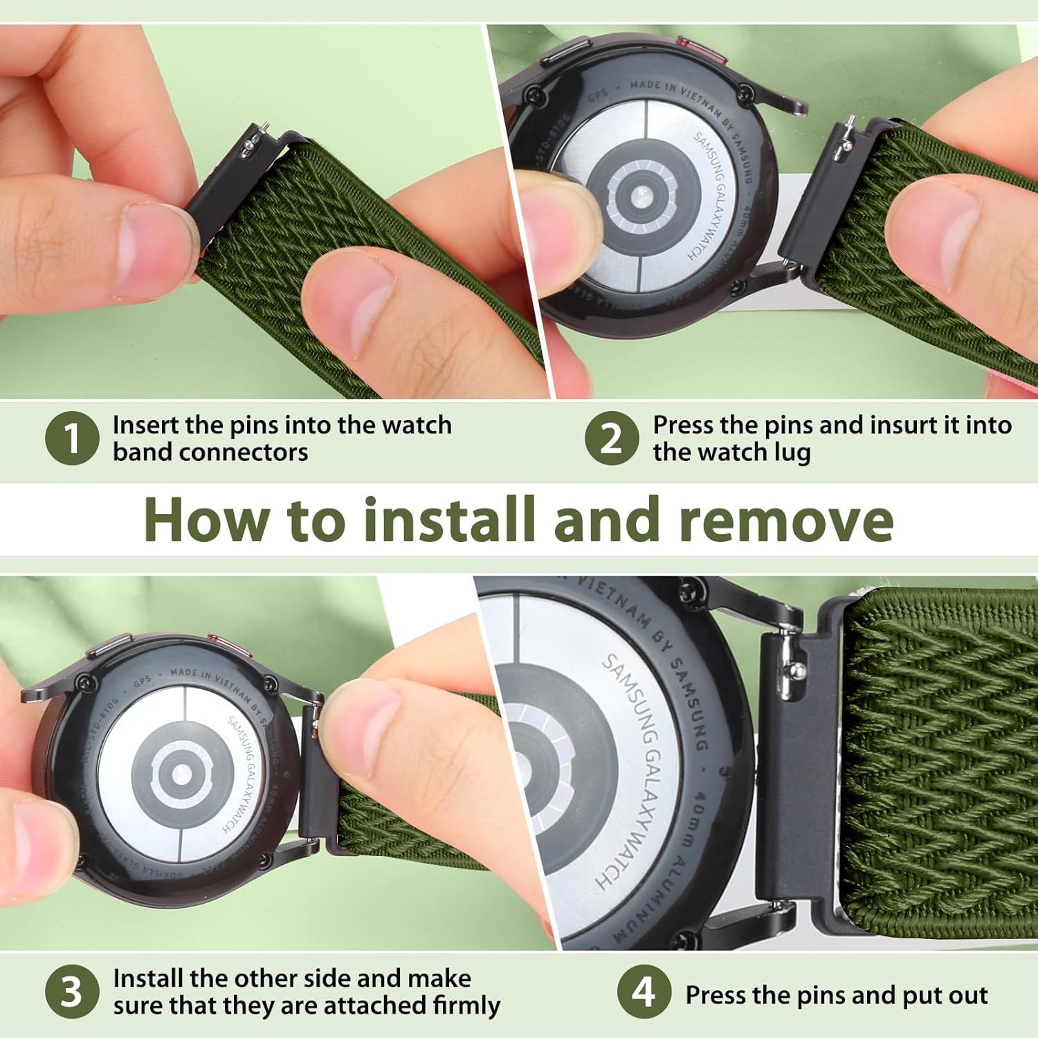 Provides step-by-step instructions showing customers how to install and remove the watch band, making the product easier to use and reducing setup concerns.