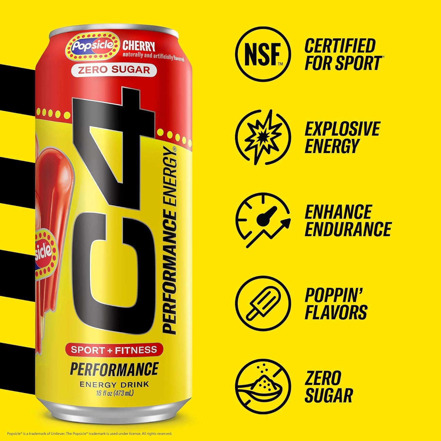 Communicates multiple distinct performance and product benefits in a segmented icon-and-text layout to show why this energy drink is effective for athletes…