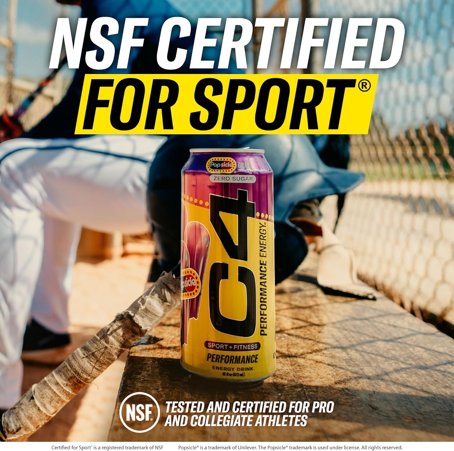 Communicates that the product is NSF Certified for Sport, tested and certified for pro and collegiate athletes, providing safety reassurance and credibility…