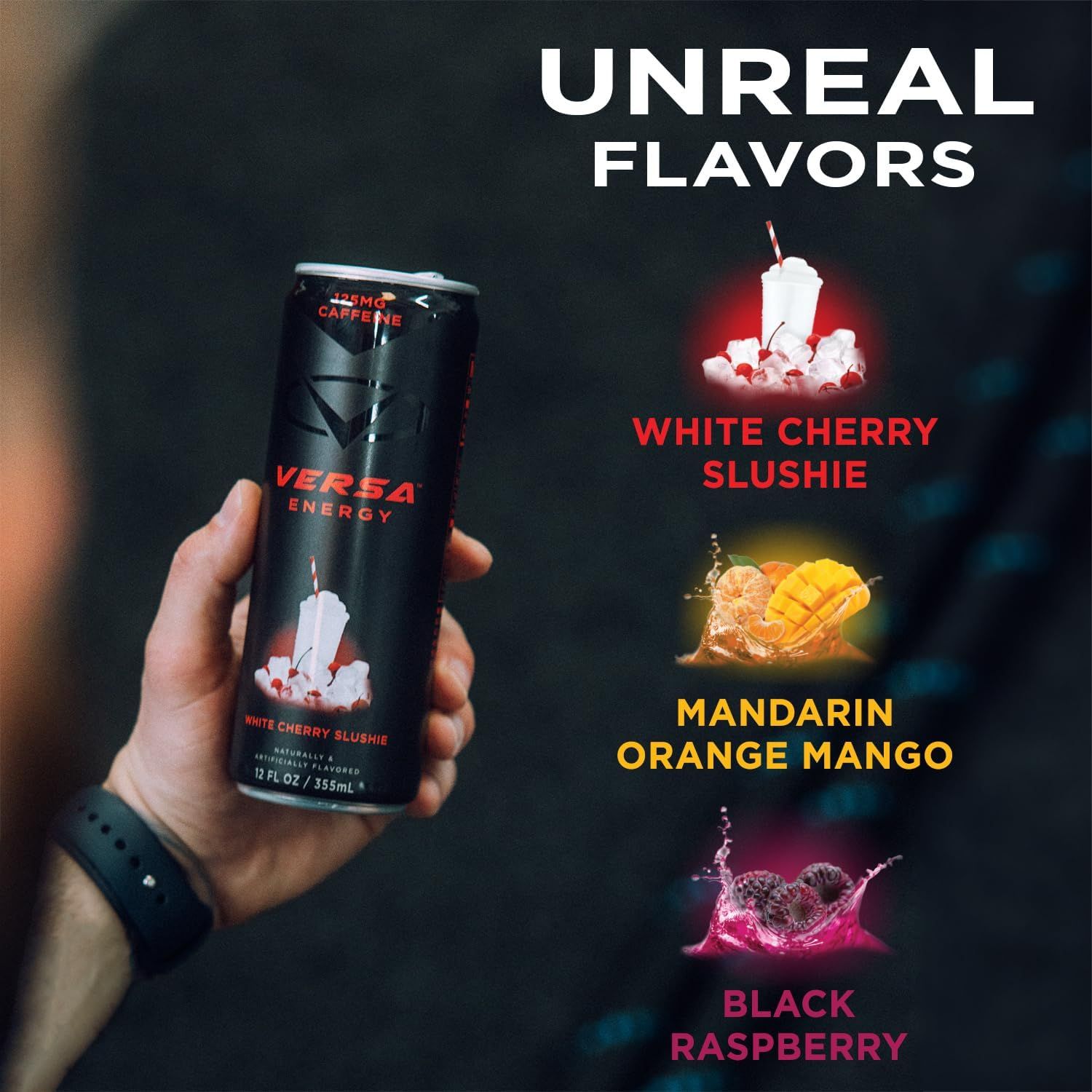 Showcases the brand's energy drink product line by displaying multiple flavor options available to help shoppers understand the variety and choose their…