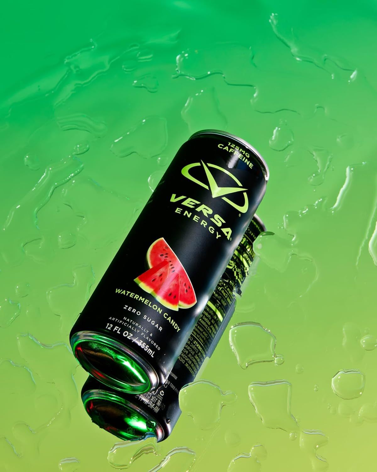 Showcases the energy drink in a refreshing, dynamic lifestyle setting with water droplets to evoke freshness and appeal to shoppers looking for a…