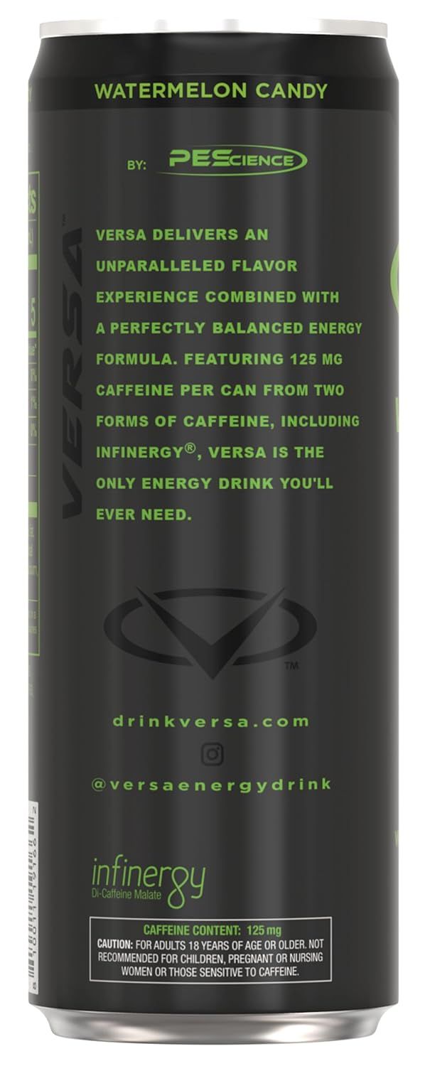 Communicates multiple product benefits including flavor quality, balanced energy formula, and specific caffeine content from dual sources to position the…