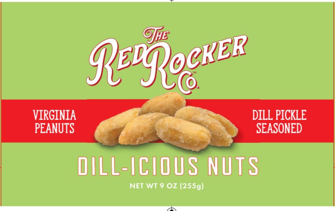 Highlights the unique dill pickle flavor of the Virginia peanuts to attract shoppers looking for a distinctive savory snack option.