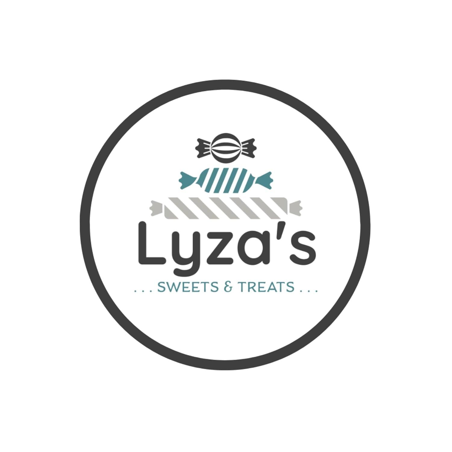 Establishes brand recognition and identity for Lyza's Sweets & Treats, communicating the brand name and product category to shoppers.