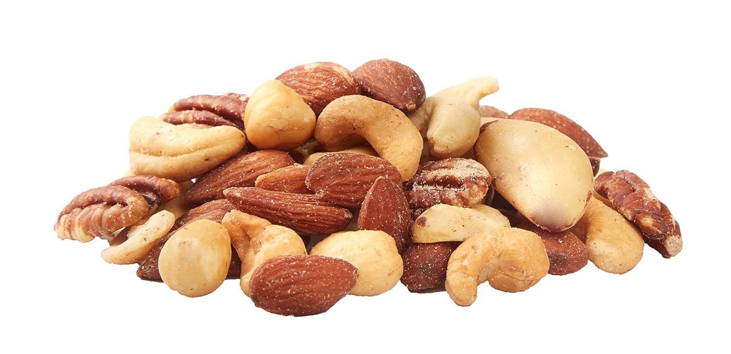 Provides a clean, catalog-style product image showing the variety of nuts included in the mix, allowing shoppers to see the product clearly without…